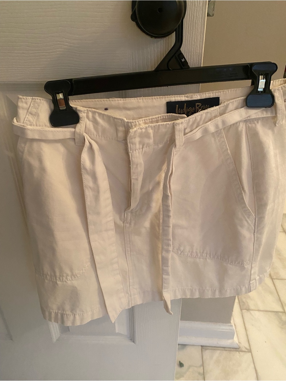 Indigo Rein Cream Cotton Tie-Waist Skort